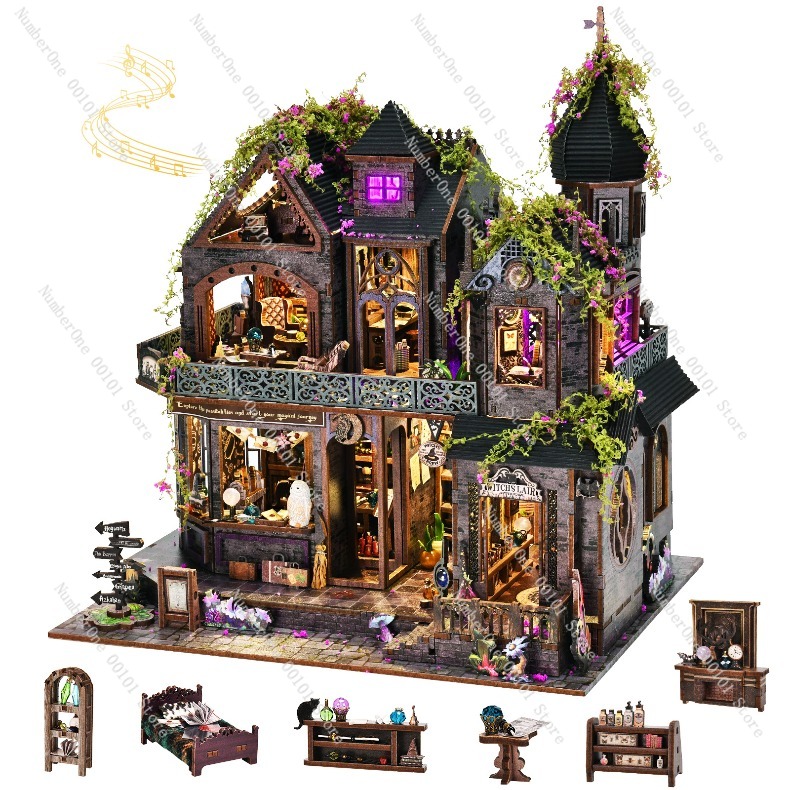 Model Kit Wood - مجموعة بناء منزل خشبي مصغر، نموذج